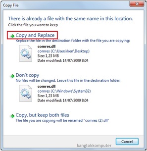 mengganti file DLL yang error