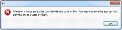 Pesan error windows cannot access